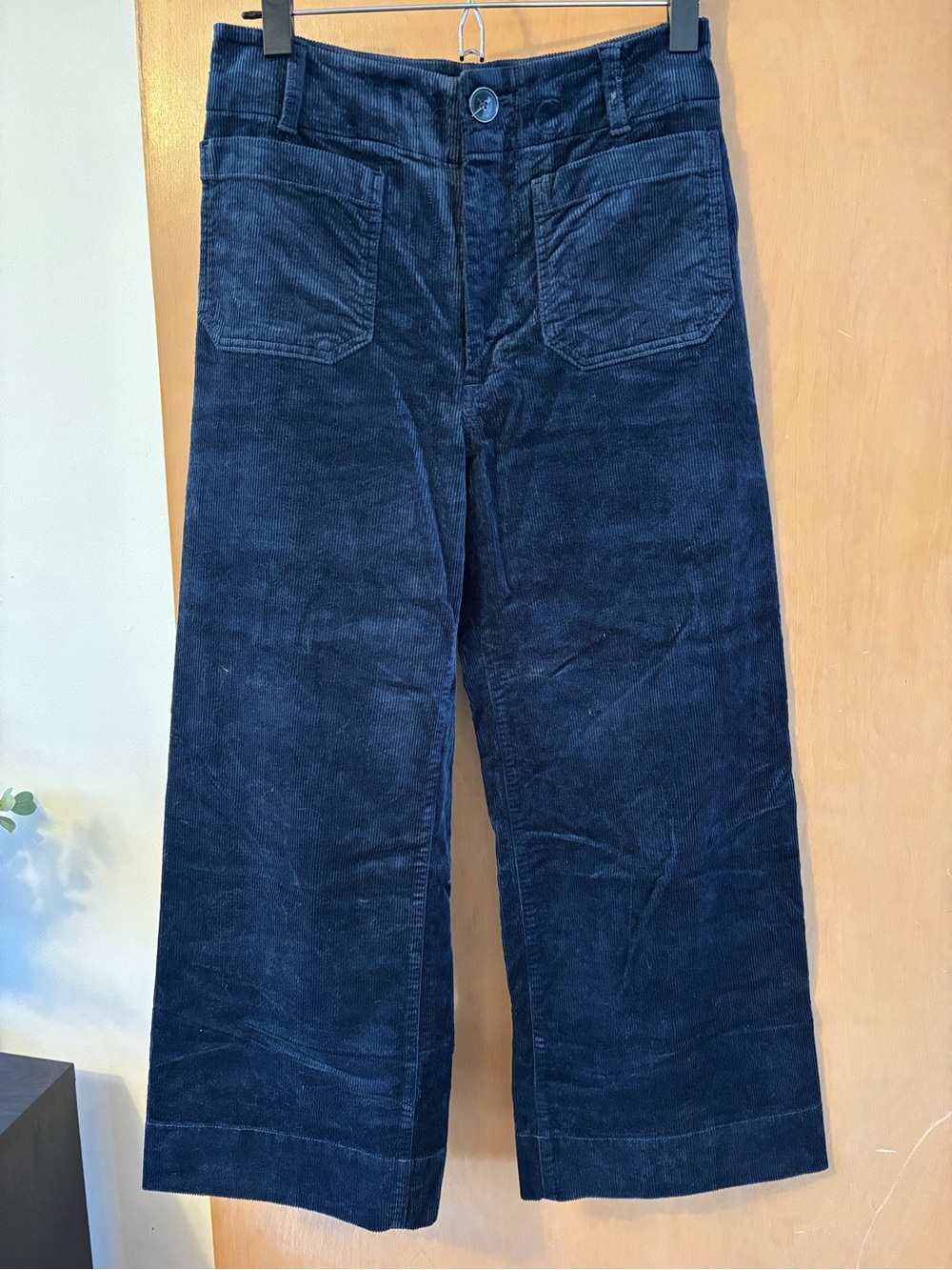Maeve Collette Wide-Leg Corduroy Pants in Dark Blue